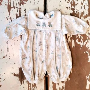 Vintage Darling Doggies On Scooters Baby Romper